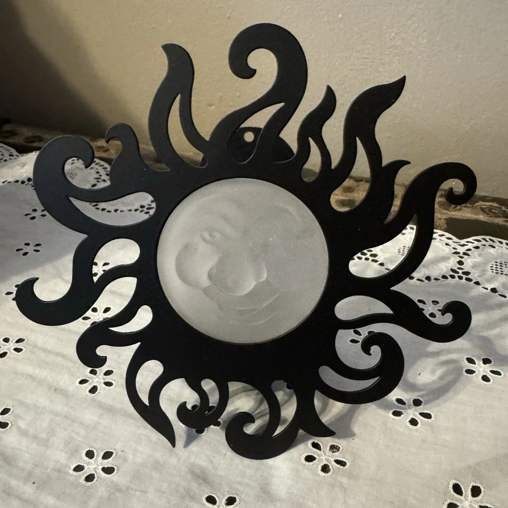 Partylite Sunbeam Sconce Tea Light Candle Holder P0481 Black Metal Frosted Glass